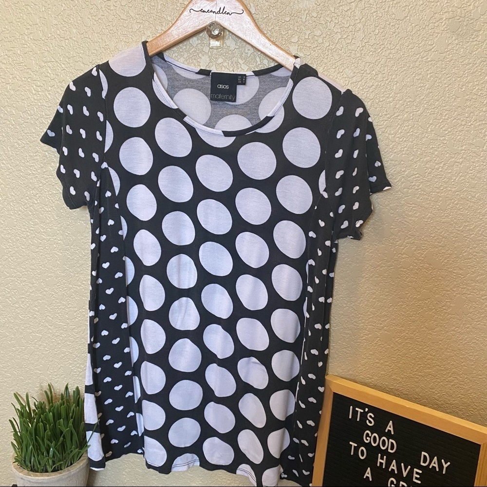 ASOS maternity polka dot heart‎ black white shirt